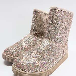 Cat & Jack Glitter Faux Fur Lined Winter Boots Side Zip Girls Size 3